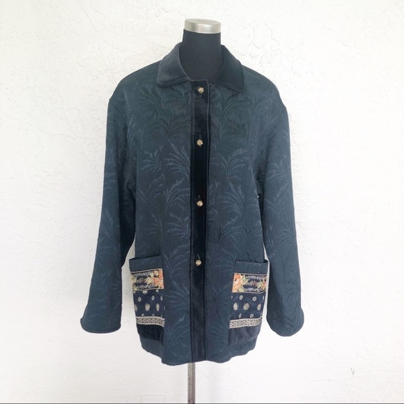 Bleu Blanc Rouge Jacket Trendy Navy Whimsical Patch Pockets Embroidered Coat Med - Picture 1 of 9